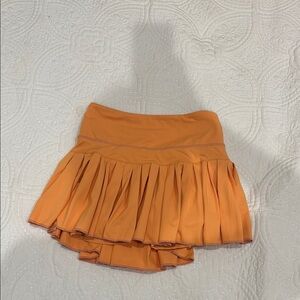 Orange Pleated Women's Skirt